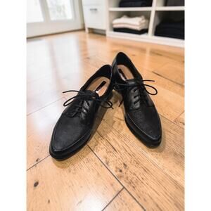 Tahari Latrice(Leeza) Croc-Embossed Oxford Shoes Color: Black Size 6 1/2 M